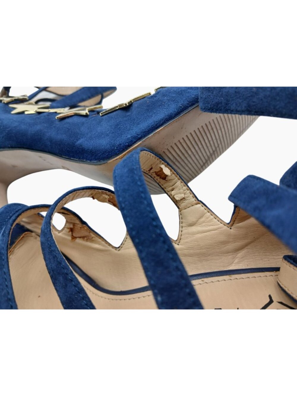 Katy Perry Stella Star Studded Blue Suede Gladiator Stiletto High Heels Size 9 - Picture 12 of 15